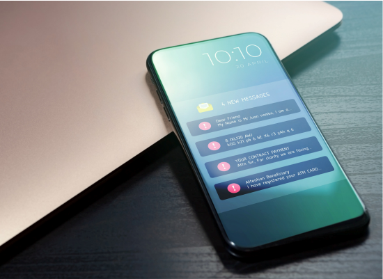 Image of cell phone with suspicious notifications